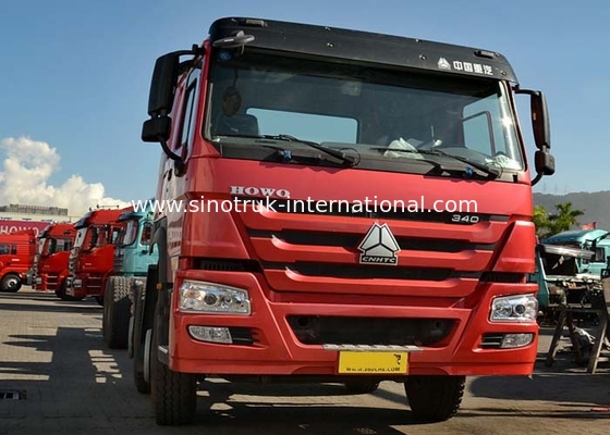 camión comercial rojo de la caja del cargo 336HP del euro 2 de 8X4 LHD 30-60 toneladas