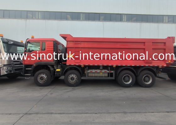 Sinotruk Howo camión de descarga con tirador Tx 400hp Euro 2 8 × 4 Lhd U forma de caja de carga Rojo