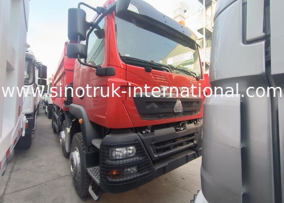 Sinotruk Howo camión de descarga con tirador Tx 400hp Euro 2 8 × 4 Lhd U forma de caja de carga Rojo