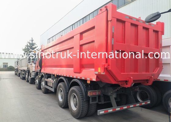 Sinotruk Howo camión de descarga con tirador Tx 400hp Euro 2 8 × 4 Lhd U forma de caja de carga Rojo