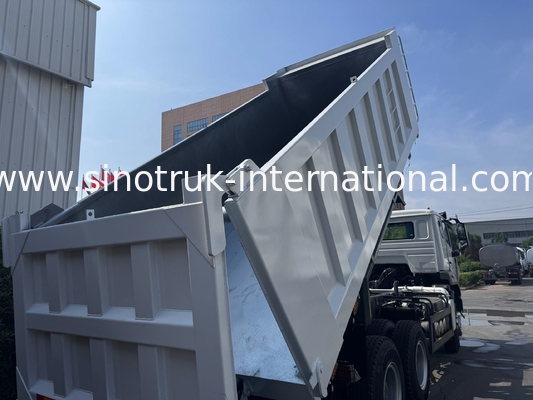 SINOTRUK HOHAN Howo Camión Volquete Basculante Elevación Media Motor Weichai 6 × 4 LHD Caja de Carga Rectangular Blanco 19-20CBM