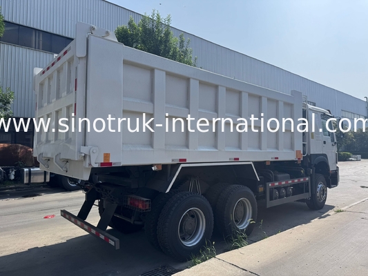 Motor SINOTRUK 371HP 6 × 4 LHD HOWO Camión Volquete Blanco 19-20CBM Elevación Media