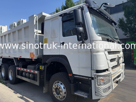 Motor SINOTRUK 371HP 6 × 4 LHD HOWO Camión Volquete Blanco 19-20CBM Elevación Media