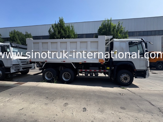 Motor SINOTRUK 371HP 6 × 4 LHD HOWO Camión Volquete Blanco 19-20CBM Elevación Media
