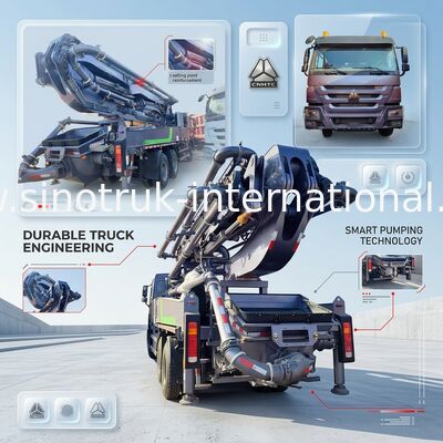 Maestría de gran altura HOWO 380HP Smart Pump Trucks 52m Boom 6x4 Tracción para verter vertical sin igual