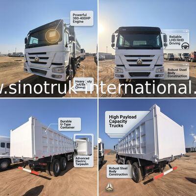 375 caballos de fuerza camión de descarga con tirador con capacidad de carga de 40-50 toneladas y longitud de la caja de carga de 7300 mm