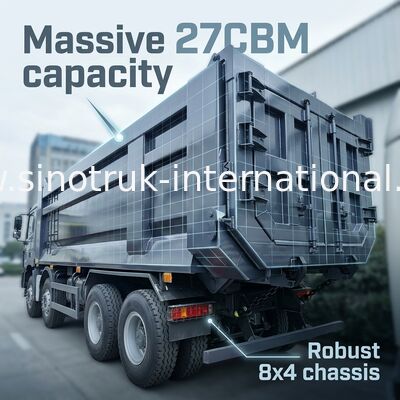 400 CV para cargas pesadas, 27 CBM para más carga: camión de basura gris 8x4