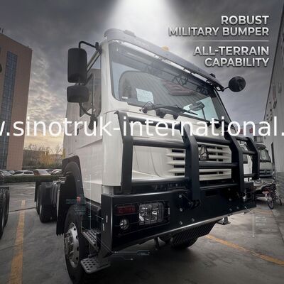 SINOTRUK HOWO Ghost Face cabina Tractor Camión 6X6 Euro 2 430 HP Parachoques militar Blanco