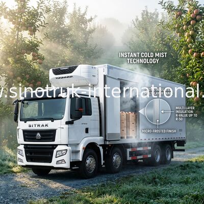 La caja del congelador de 30 toneladas refrigeró el camión de reparto para transportar verduras/las frutas