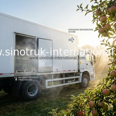 25 toneladas de SINOTRUK refrigeraron el camión LHD 6X4, camión de la comida de la caja del refrigerador