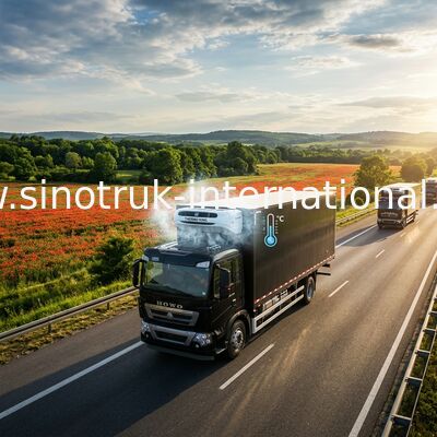 Camión refrigerado anuncio publicitario SINOTRUK HOWO euro alemán 4 del motor del HOMBRE de 20 - de 25 CBM