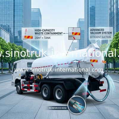Limpie el camión del tanque con la aspiradora de vacío del vehículo 15-18CBM RHD de la succión con el sistema de tubo