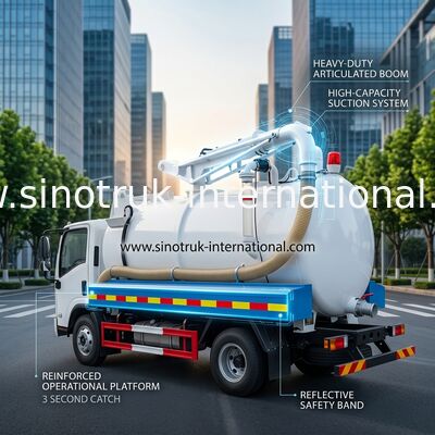 Camión de la succión de las aguas residuales de SINOTRUK HOWO para la empresa 5-6CBM LHD 4X2 Euro2 del saneamiento