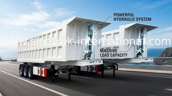 Del volquete camión de remolque de alta velocidad semi para minar y la construcción 25-45 CBM