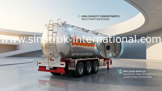 Remolque plano hidráulico del camión del tanque de agua del remolque del acero inoxidable semi