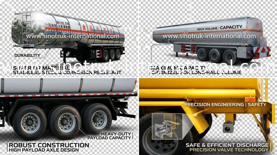 Camión de remolque diesel de los petroleros del tri árbol de la capacidad grande semi 50 - 80Tons