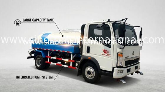 Camión del tanque de agua del camión ligero de SINOTRUK HOWO 5-8CBM para limpiar con un chorro de agua del camino