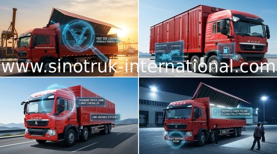SINOTRUK HOWO T5G Wing Van Cargo Truck 8X4 12 rueda el motor Euro4 336HP del HOMBRE de LHD
