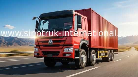 camión comercial rojo de la caja del cargo 336HP del euro 2 de 8X4 LHD 30-60 toneladas