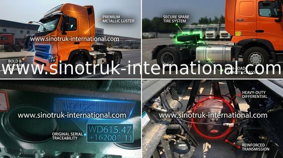 El camión internacional del tractor del motor diesel va al emplazamiento de la obra