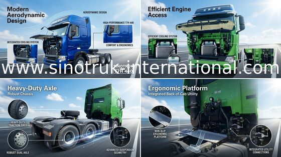Euro internacional 4 del motor LHD 6X4 de HP del motor 440 del HOMBRE del tractor T7H del camión