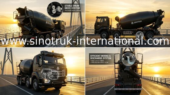 Nuevo HOWO HOHAN SINOTRUK camión mezclador de hormigón negro 10CBM 380HP 8X4 RHD
