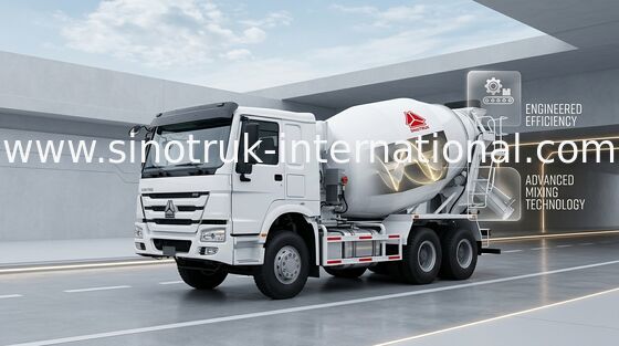 camión ZZ5257GJBM3647W de la bomba del mezclador concreto de 9CBM 290HP 6X4 LHD