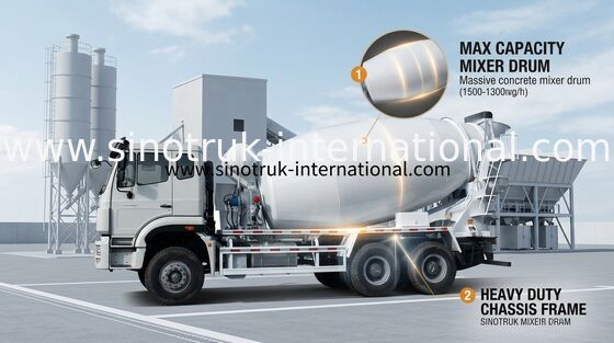 camión Euro2 290HP 6X4 RHD ZZ5255GJBM3846B1 del mezclador concreto de 10CBM SINOTRUK HOHAN