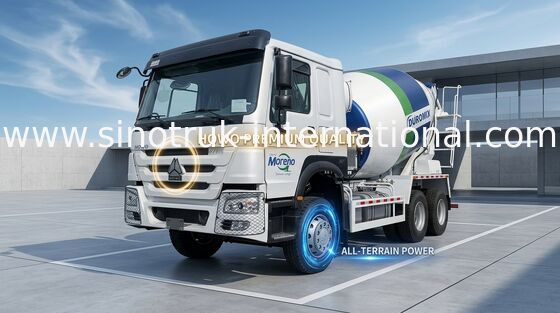 Camión BLANCO LHD del mezclador concreto de SINOTRUK HOWO 371HP