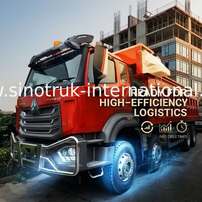 Super Rodamiento HOWO 8×4 Rojo Volquete | 371HP Potencia Fuerte, 27CBM Gran Capacidad, 80–100T Transporte Pesado
