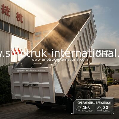 SINOTRUK HOHAN Howo Camión Volquete Basculante Elevación Media Motor Weichai 6 × 4 LHD Caja de Carga Rectangular Blanco 19-20CBM