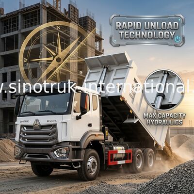 2 pasajeros Sinotruk Hohan Tipper camión de descarga Weichai Motor 6 × 4 LHD 380HP con tipo de transmisión manual