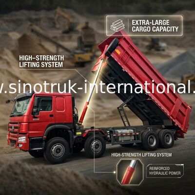 HOWO 12 ruedas Sinotruk 8X4 camión de descarga 400hp para la minería LHD U tipo de contenedor