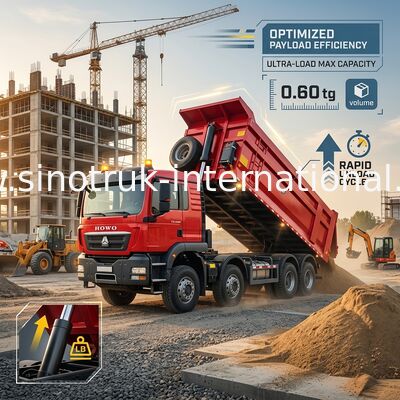 Sinotruk Howo camión de descarga con tirador Tx 400hp Euro 2 8 × 4 Lhd U forma de caja de carga Rojo
