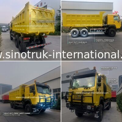 Sinotruk Howo Dump Truck 6 × 6 tracción en todas las ruedas con 14.00R20 neumático único 380 hp