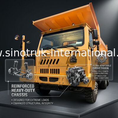 Sinotruk Howo camión de descarga de caída de minería de 90 toneladas 6 × 4 cuerpo de carga de acero de alta resistencia
