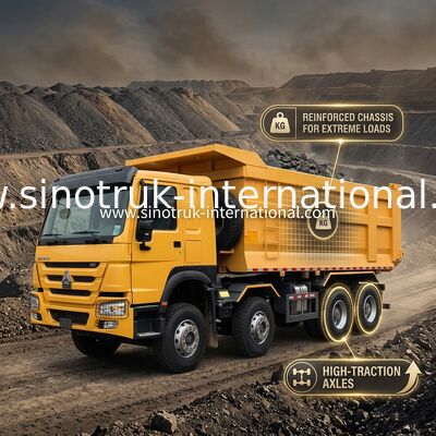Sinotruk Howo Dump Truck 8 × 4 Lhd 12 ruedas con cuerpo de tirador en forma de U Euro 2