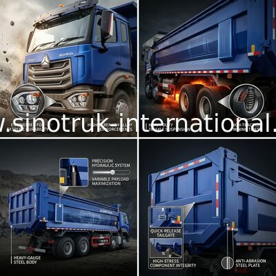RHD 8×4 10 ruedas 380HP Azul HOWO Camión de remate Alta potencia