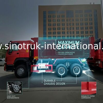 SINOTRUK HOWO Tipper Dump Truck RHD 6×4 336HP en color rojo