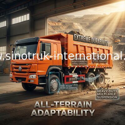 Sinotruk Howo camión de descarga de tiradores Weichai 380hp 6 × 4 5200 - 5800mm para la exportación