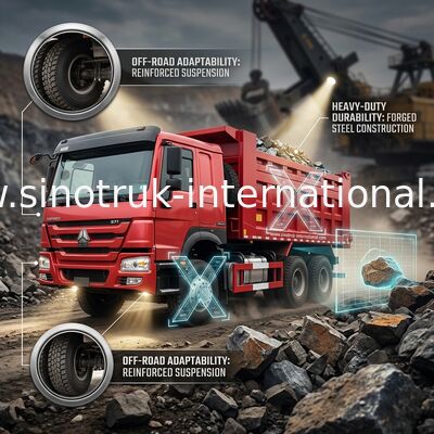 CAMIÓN VOLQUETE ROJO LHD del VOLQUETE de SINOTRUK HOWO 371HP 6x4