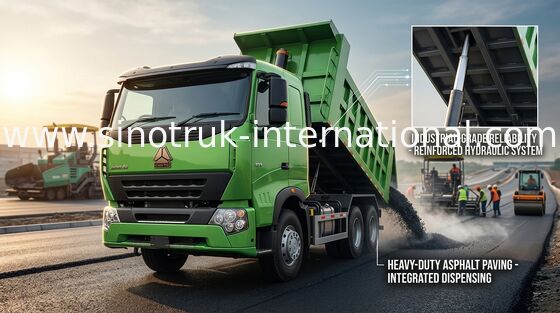 HOWO toneladas del volquete de A7 30 - 40 del camión volquete RHD 6X4 del aire de la suspensión de color verde del limón