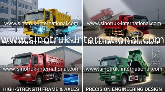 Camión volquete 10wheels LHD 371HP 25tons 10-25CBM ZZ3257N3847A del volquete de SINOTRUK HOWO