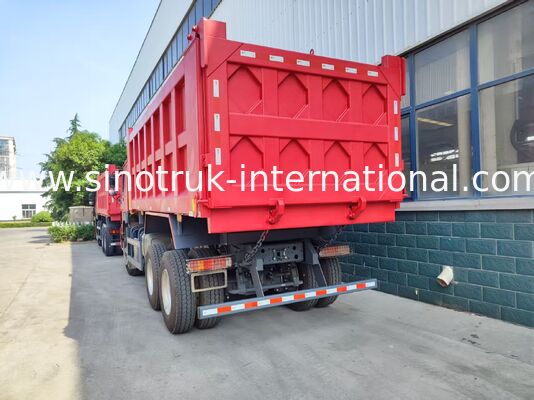 Camión rojo de 6*4 de carga pesada 20 metros cúbicos 371 CV Motor, carga útil de 40-50 toneladas para el transporte de minas