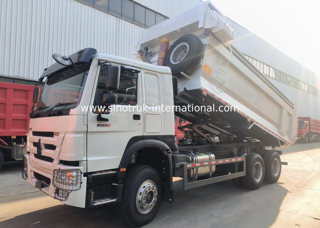 Sinotruk Howo camión de descarga de tiradores 400hp 6 × 4 bandeja en forma de U con lonas automáticas