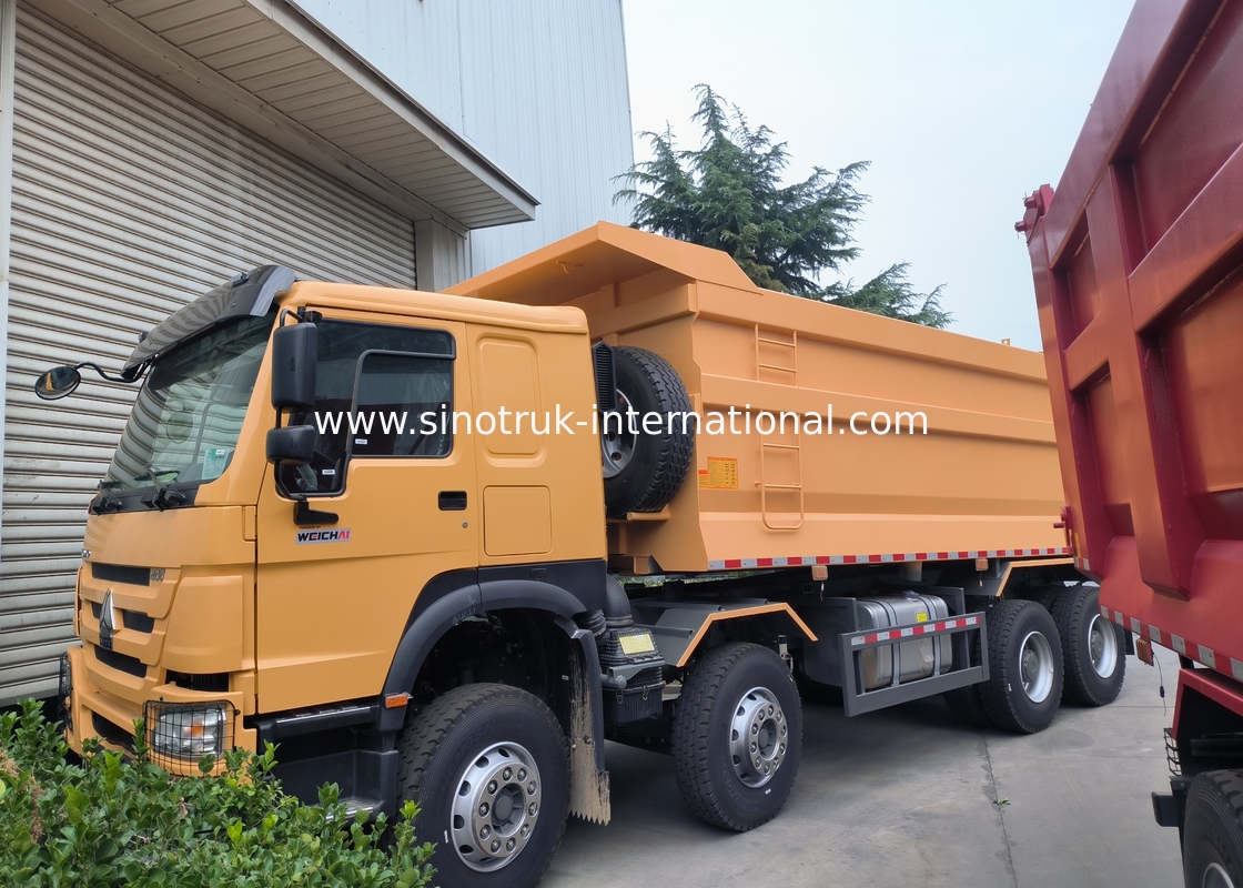 Sinotruk Howo Dump Truck 8 × 4 Lhd 12 ruedas con cuerpo de tirador en forma de U Euro 2