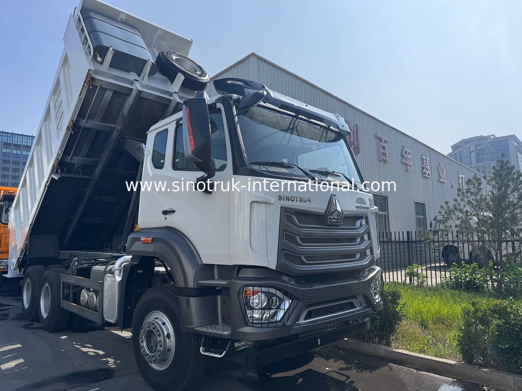 SINOTRUK HOHAN Howo Camión Volquete Basculante Elevación Media Motor Weichai 6 × 4 LHD Caja de Carga Rectangular Blanco 19-20CBM