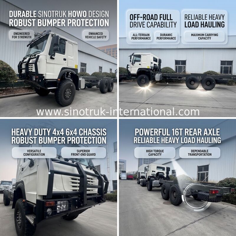 SINOTRUK HOWO 6X6 Chasis de camión con tracción completa Chasis de carga con parachoques