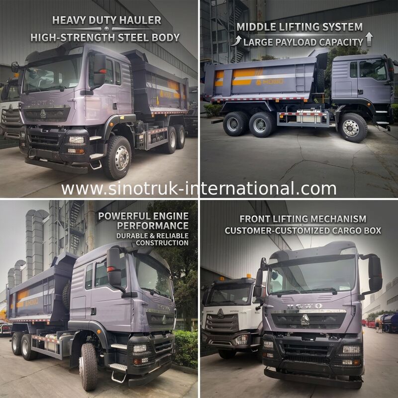 Camión Volquete SINOTRUK HOWO TX con Potente Motor de 380HP, Carga Útil de 30-40 Toneladas y Sistema de Elevación Central