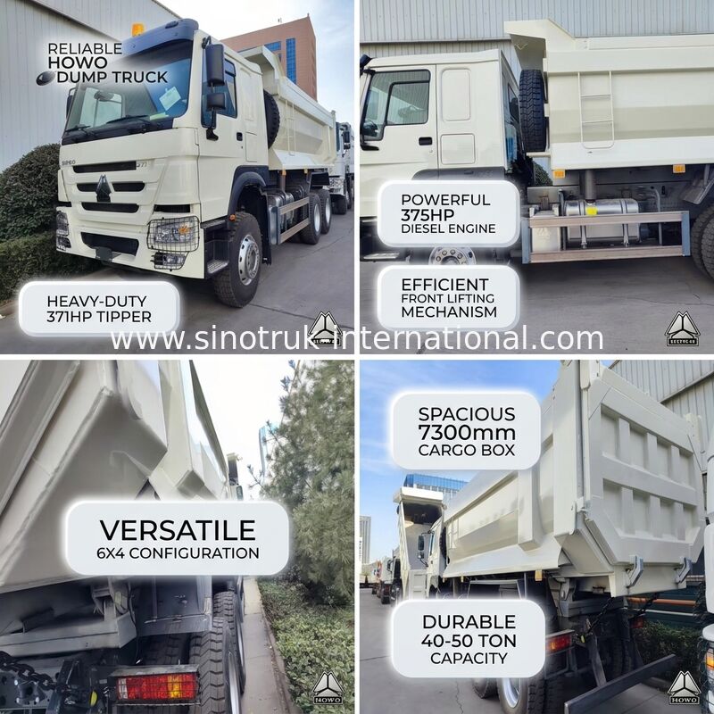 Durable HOWO 6×4 371HP 20CBM camión blanco con cuerpo de acero de alta resistencia para trabajos pesados